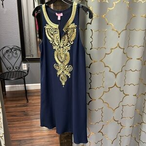 Lilly Pulitzer navy & gold Aubra Shift Dress